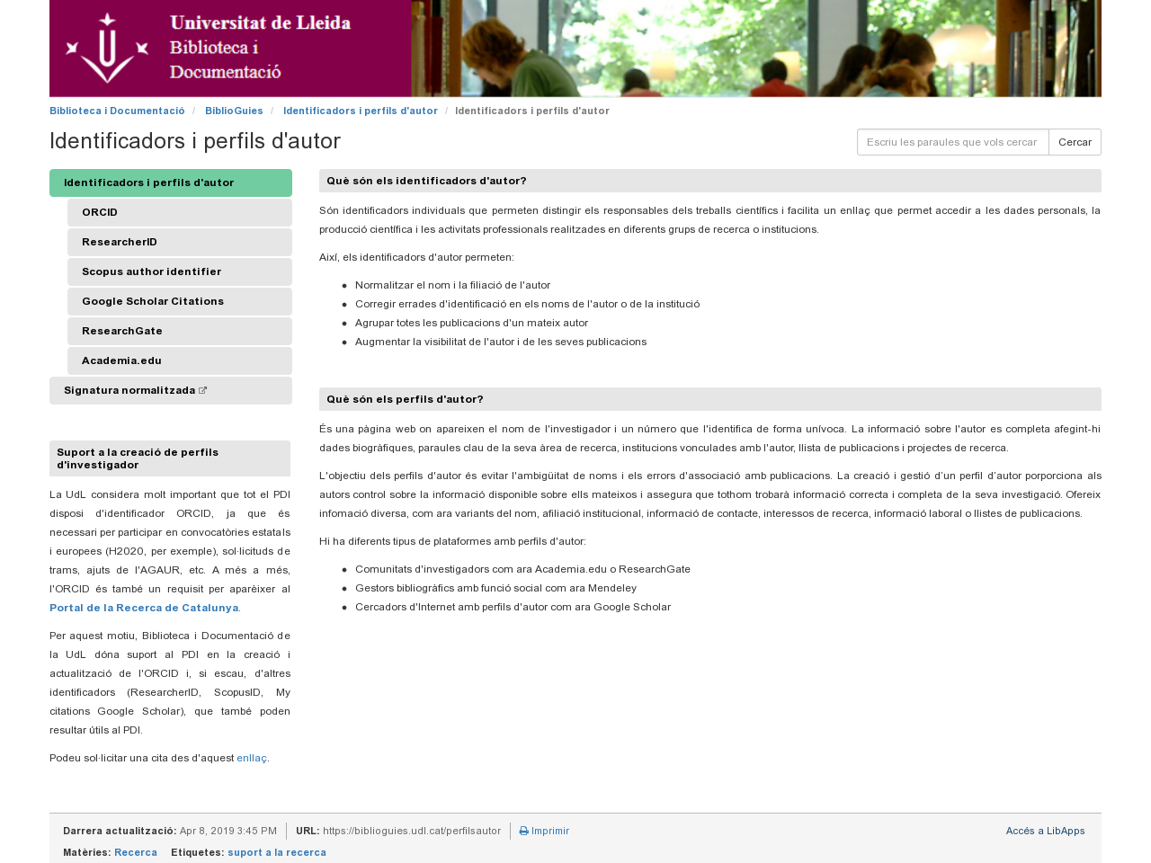 Biblioguia Identificadors i perfils d'autor